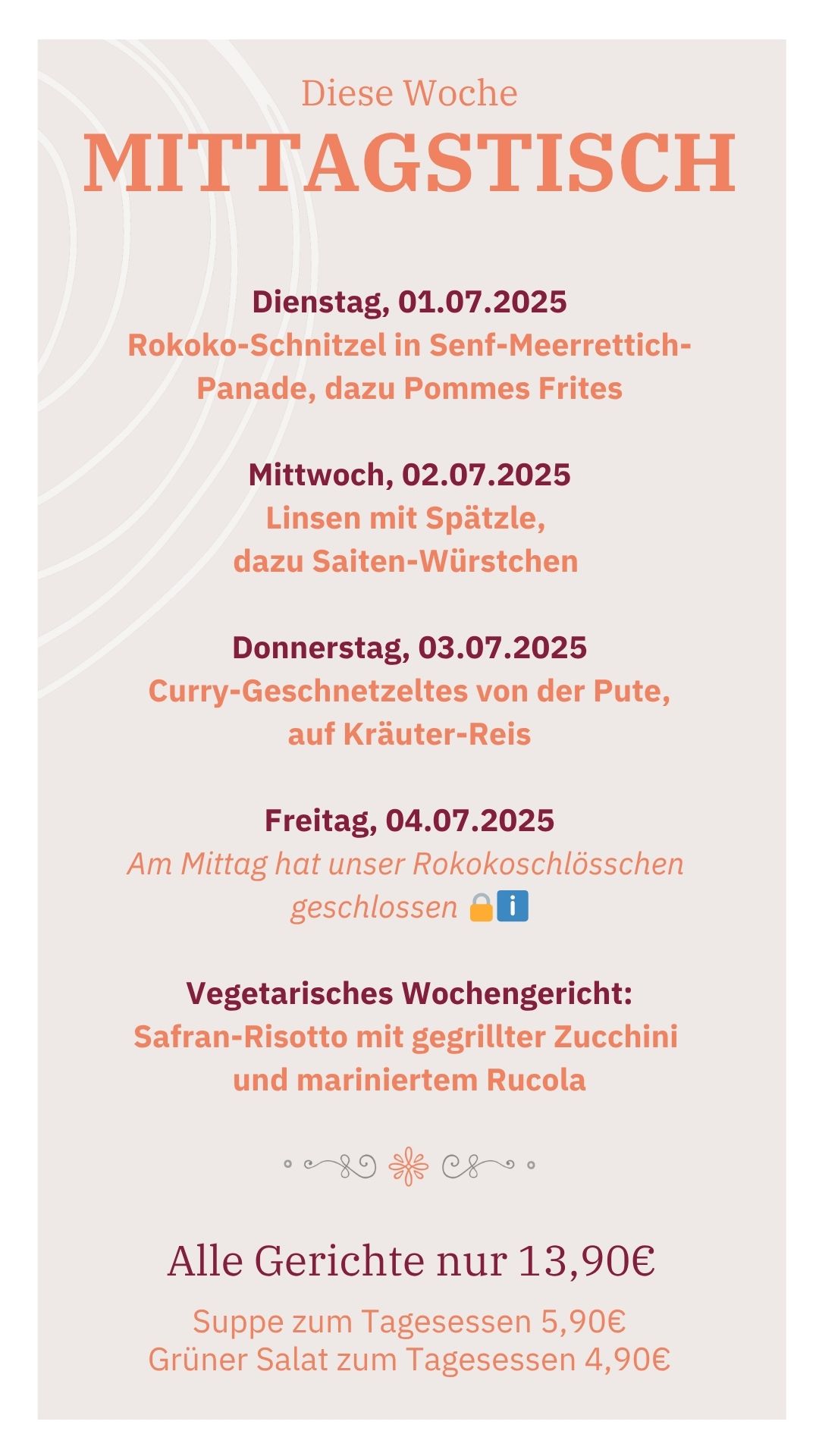 Mittagstisch Kalenderwoche 27